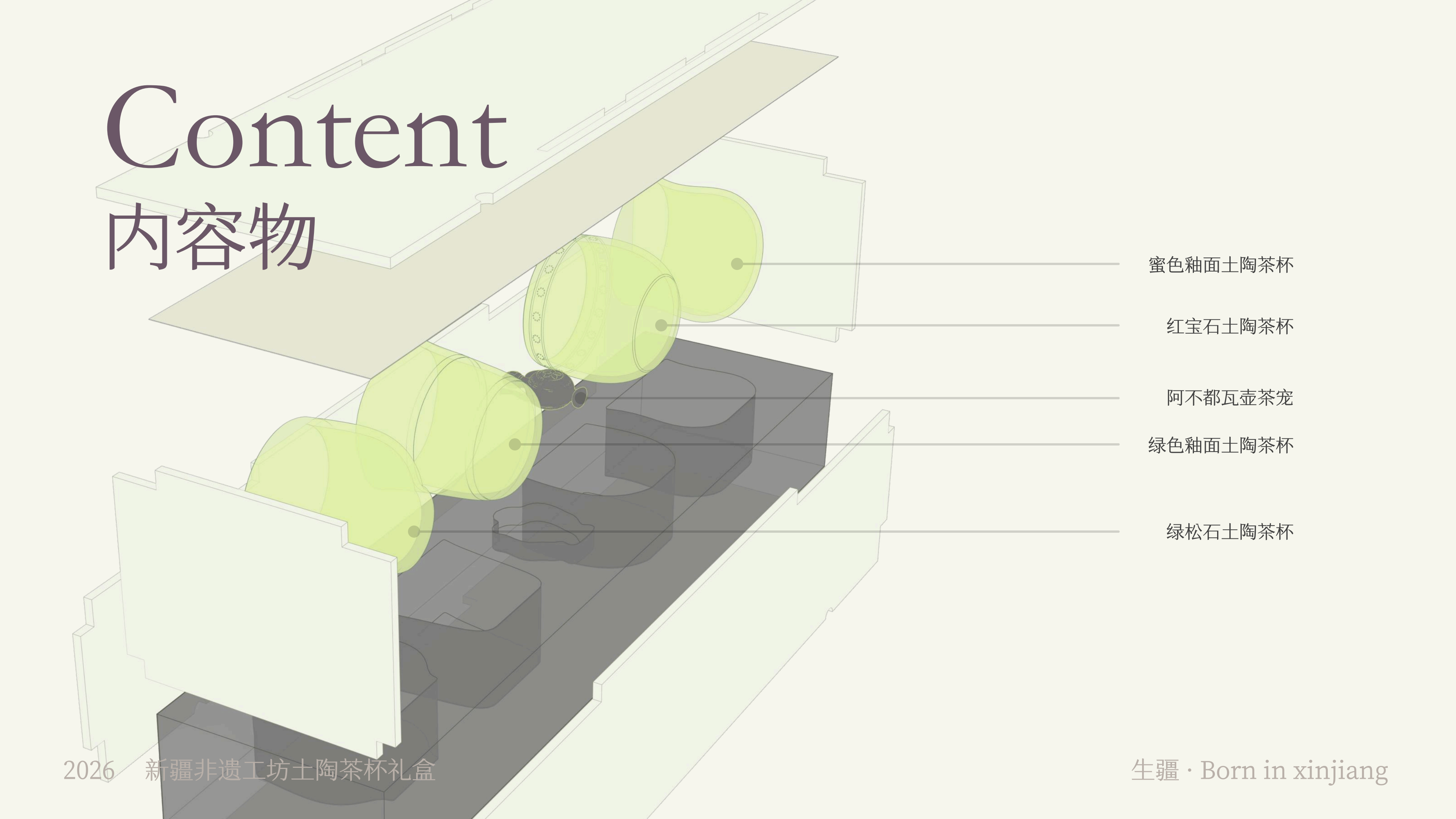 土陶茶杯礼盒内容物拆解图